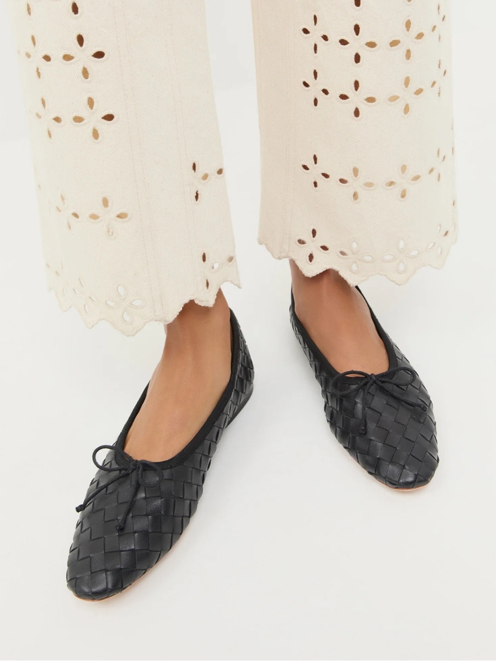 Loeffler Randall Landry Black Woven Leather Ballet Flat Sz 8.5
